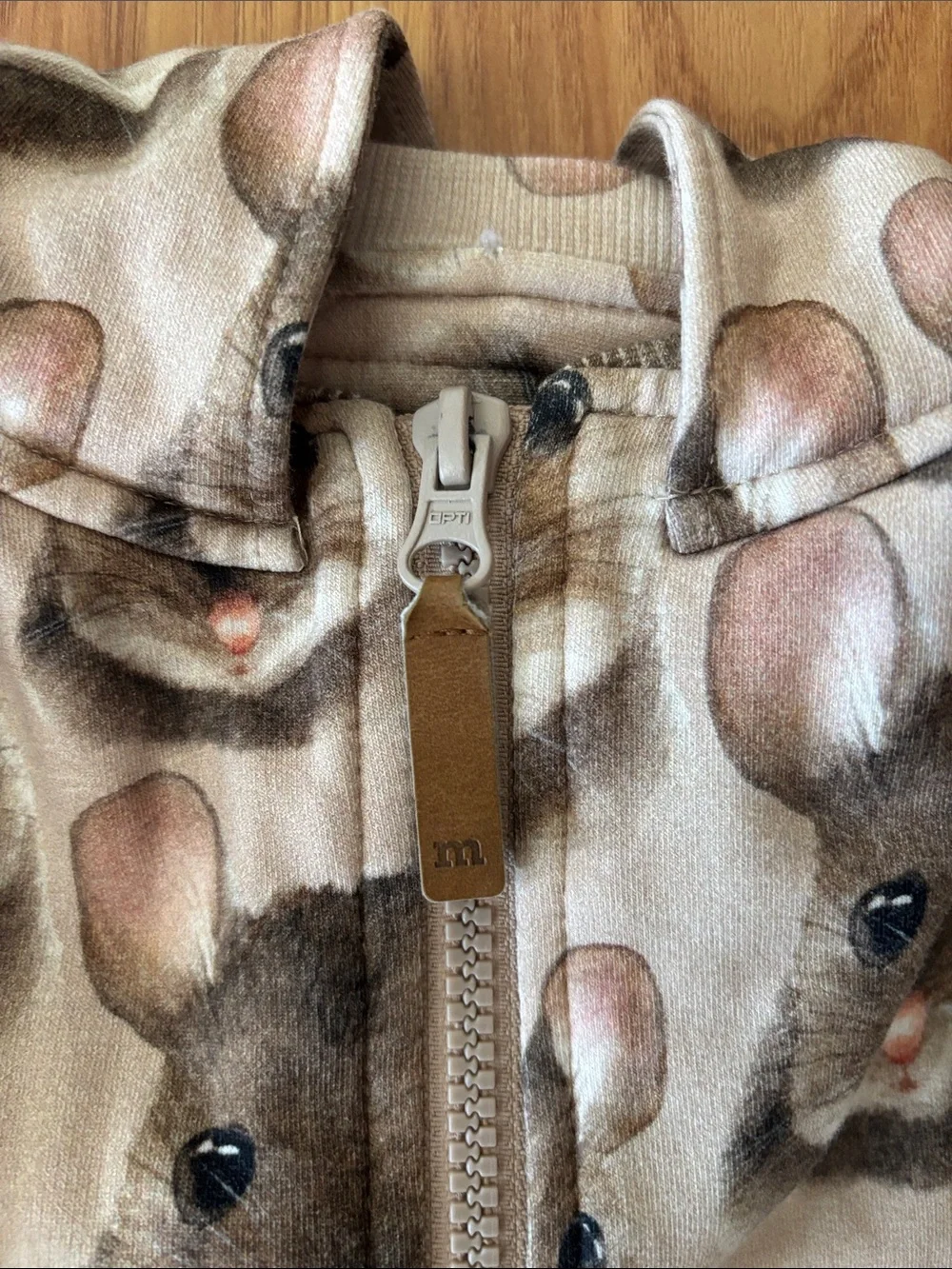 Metsola Beige Brown Mouse Print Kids Onesie Hoodie